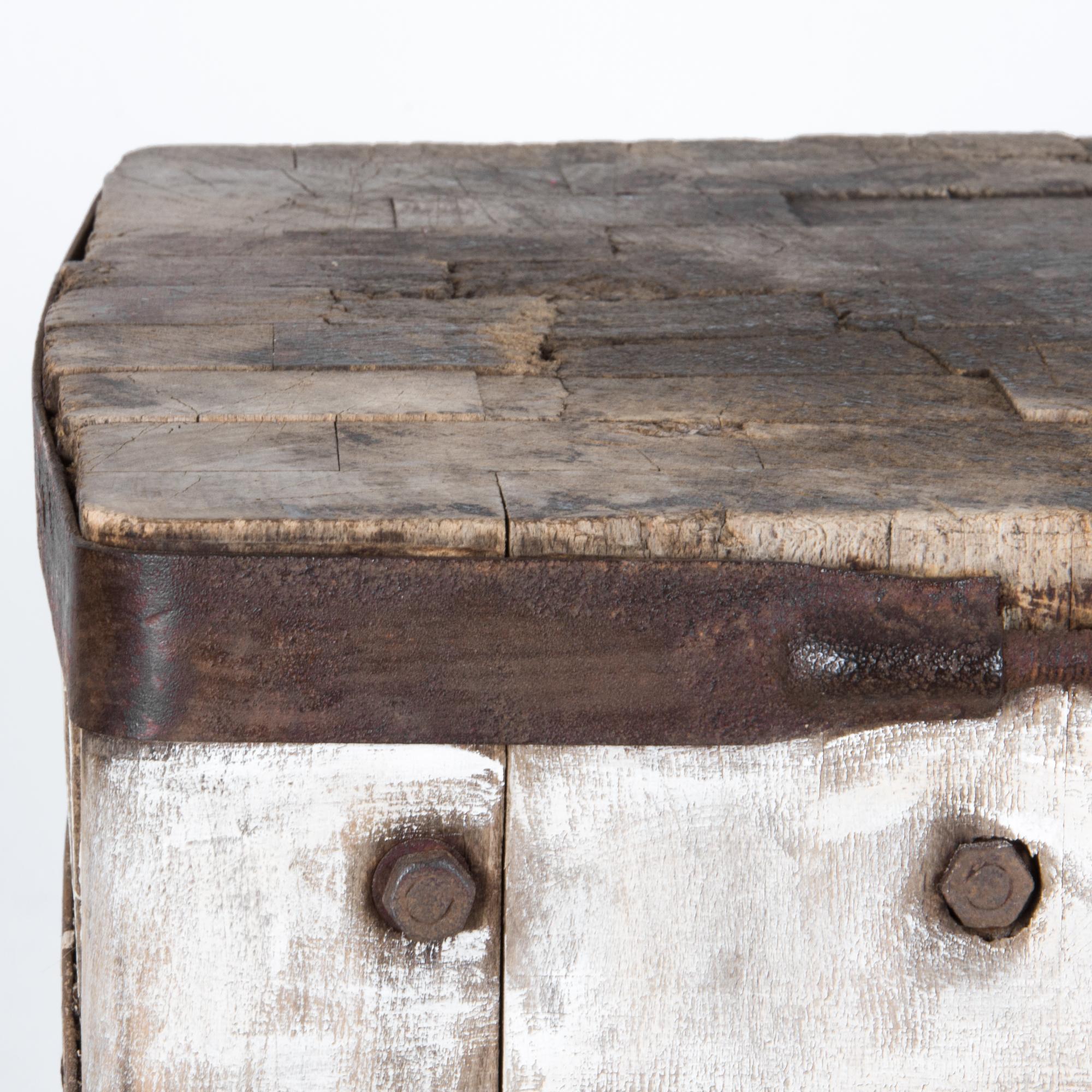 Early 20th Century Painted Butcher Block Table