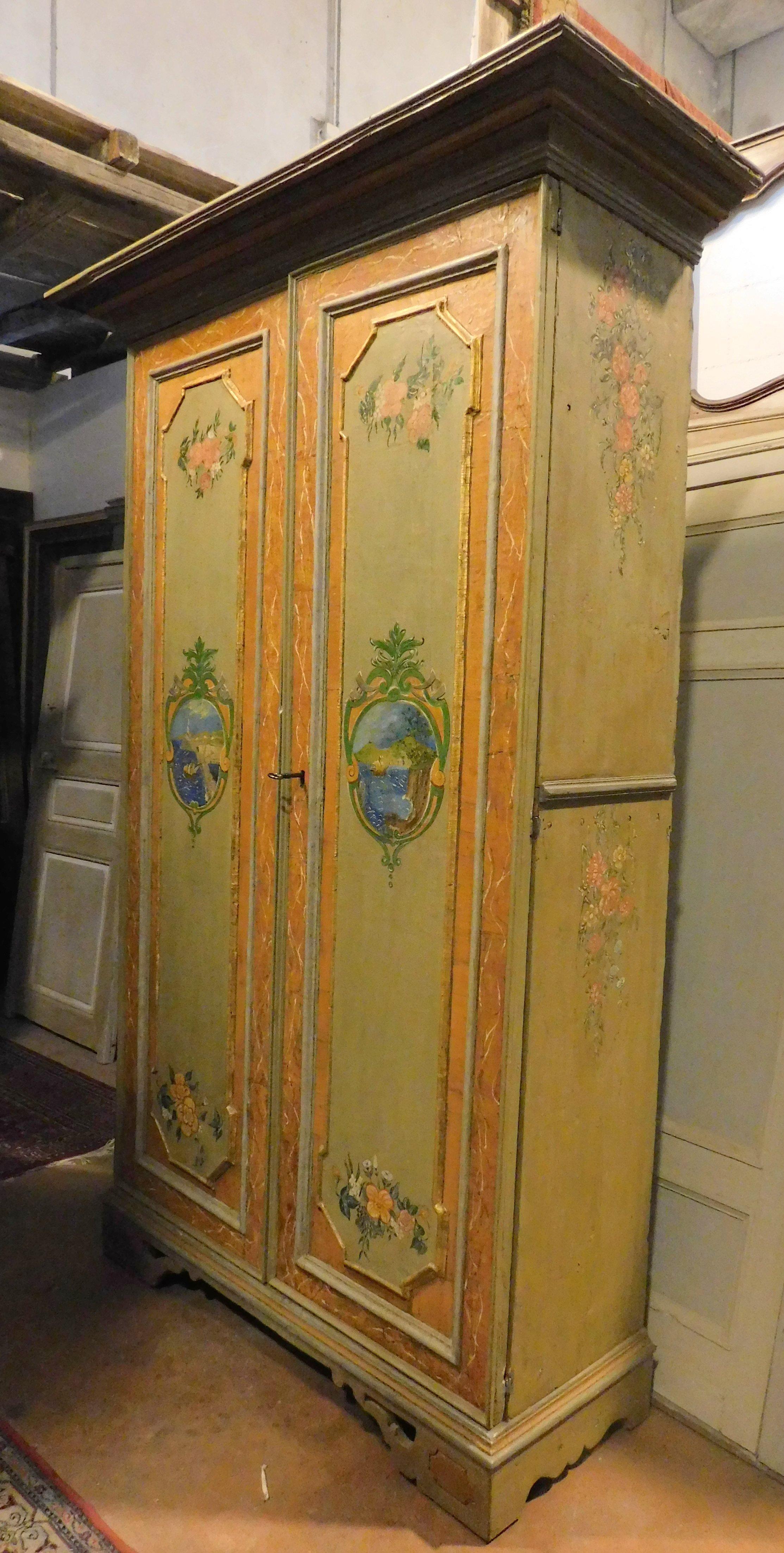 Painted Cabinet, Double Doors with Maritime Views, Genoa 'Italy', 18th Century For Sale 1