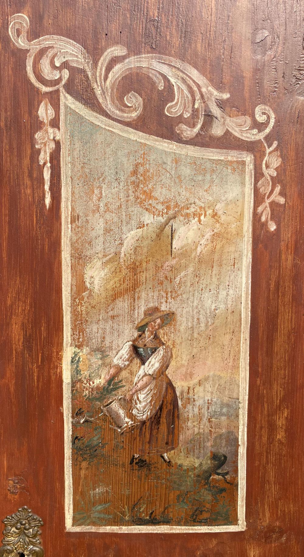 Painted Cabinet Early 19th Century Floral and Figure 6