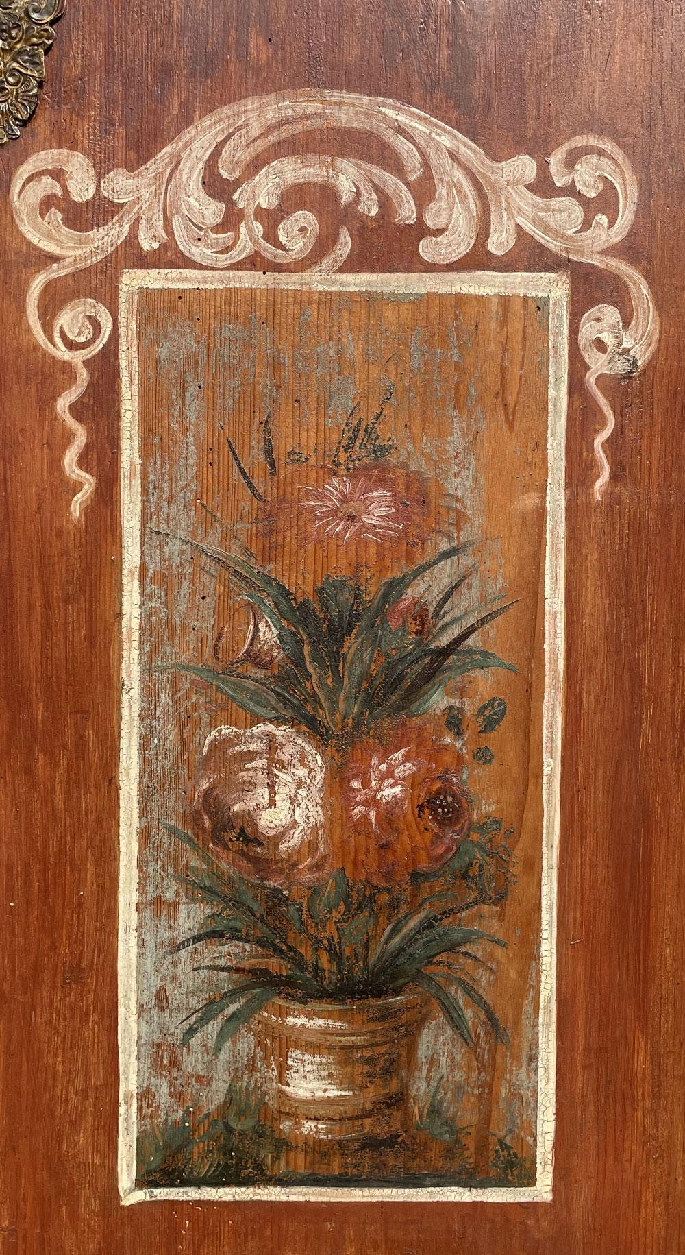 Italian Painted Cabinet Early 19th Century Floral and Figure
