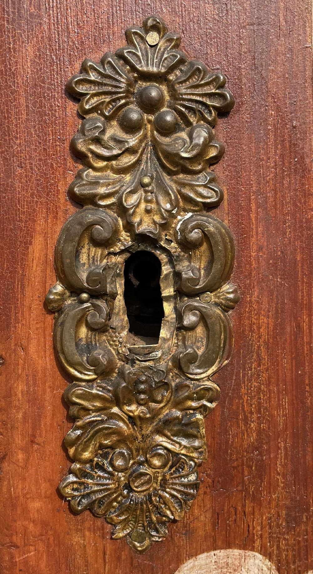 Fir Painted Cabinet Early 19th Century Floral and Figure
