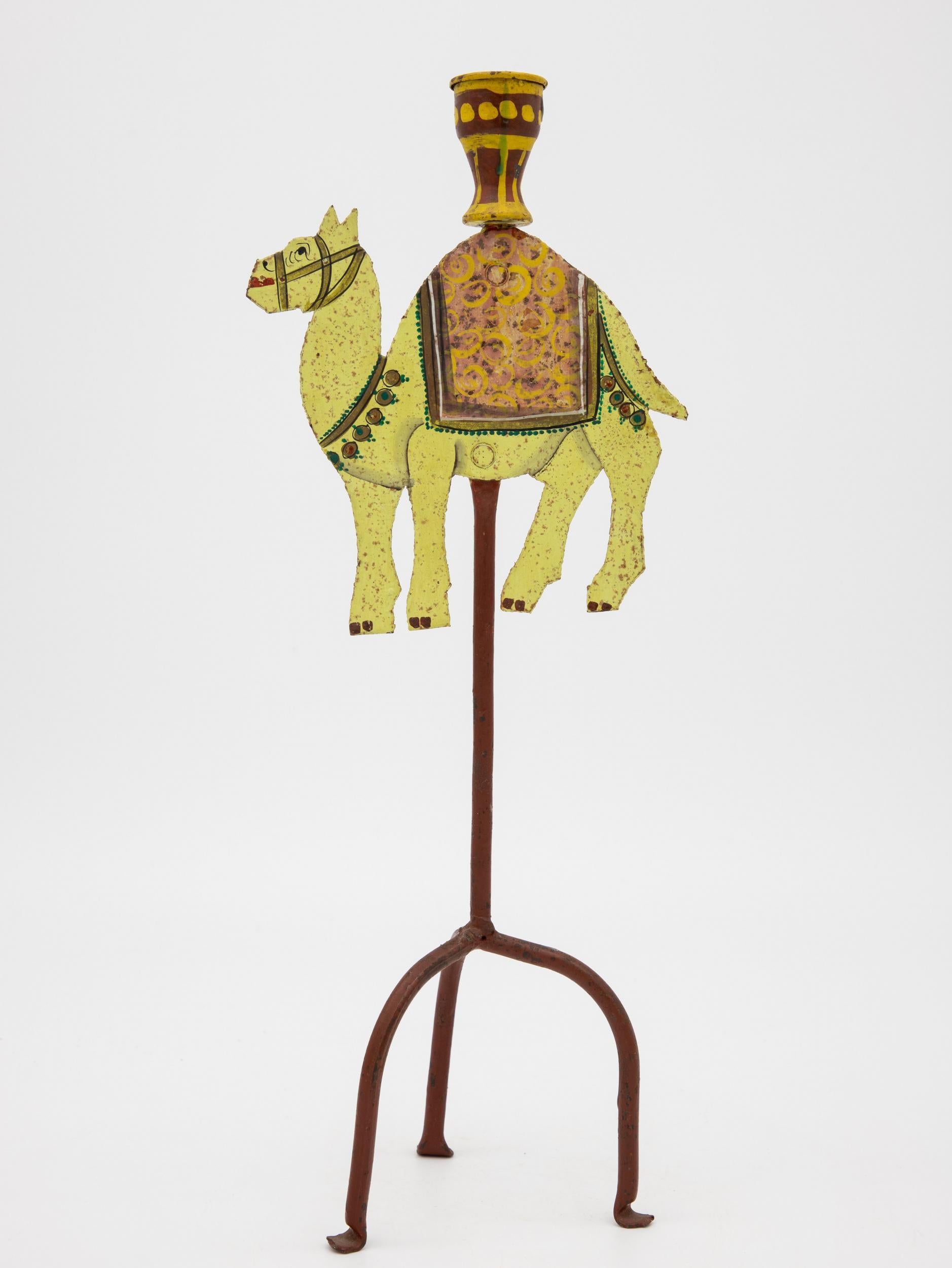 Moroccan Painted Camel Candlestick