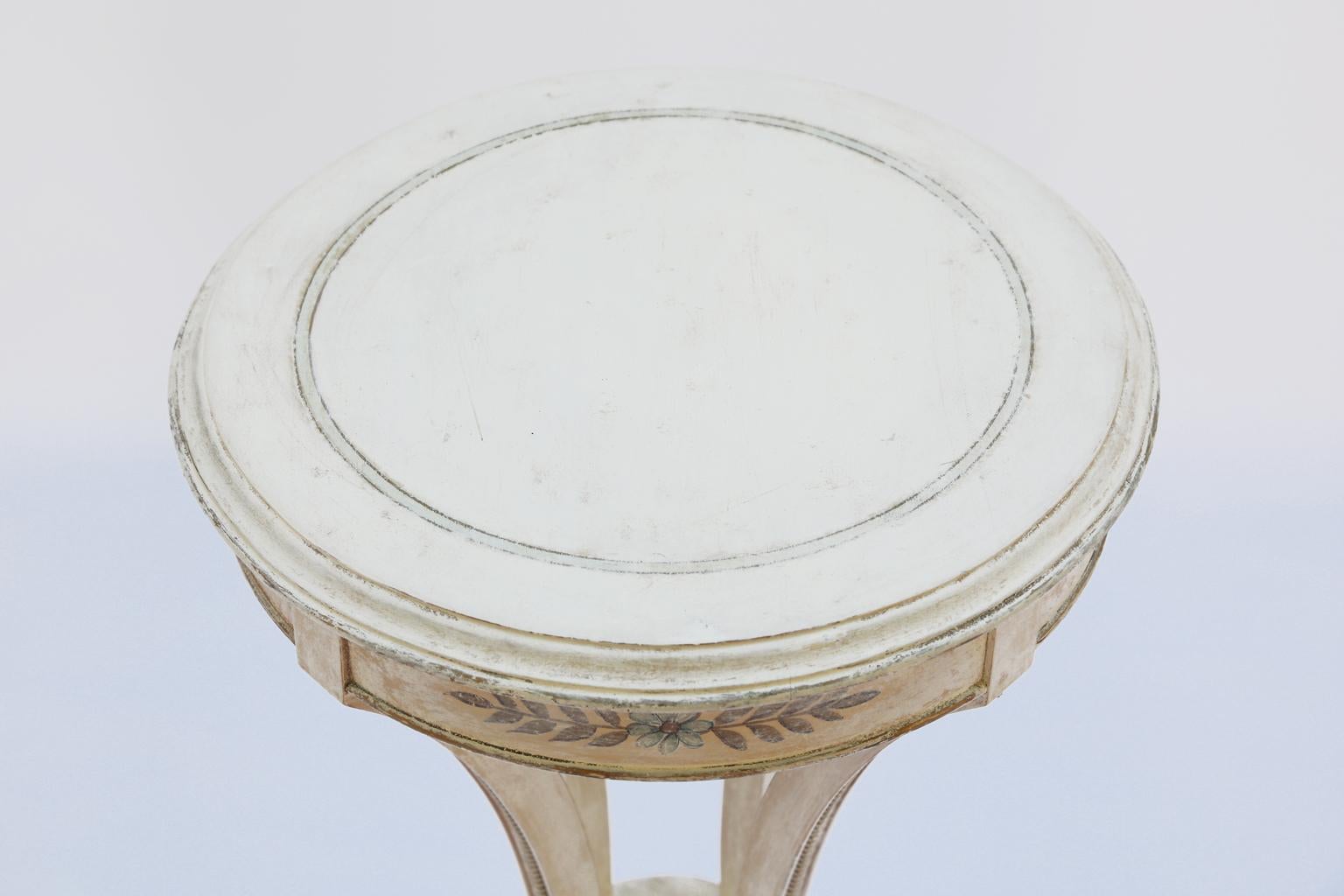 Italian Painted Candle Stand Accent Table