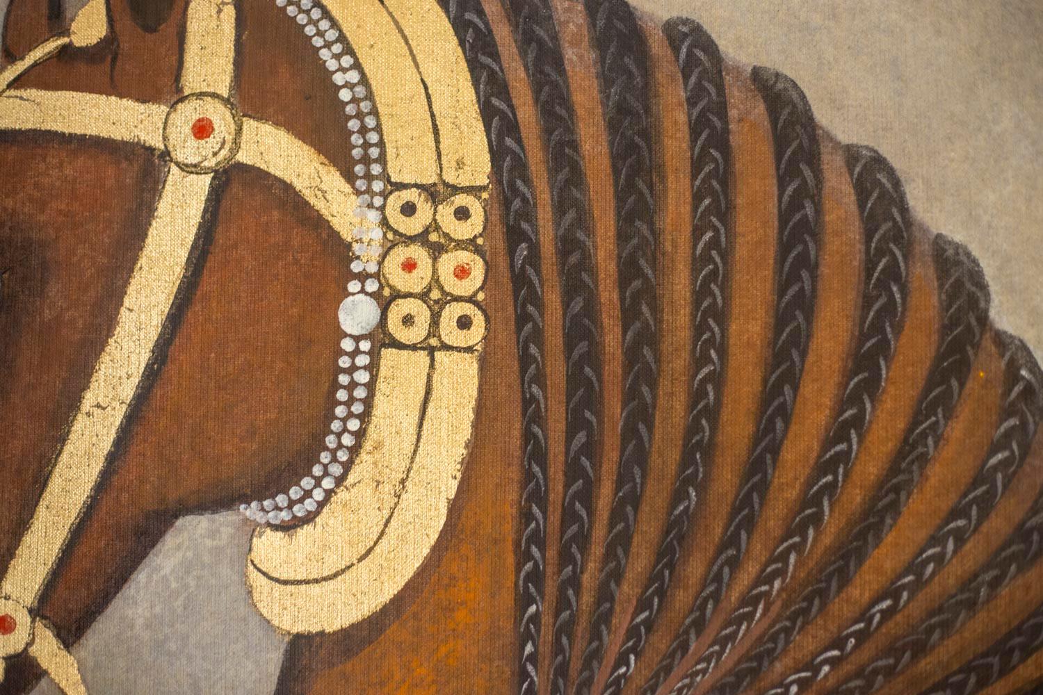 European Painted Canvas, Arabian Horse, Contemporary Work