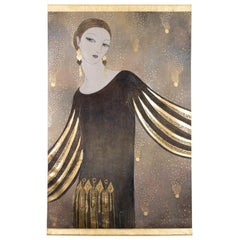 Painted Canvas, Art Deco Style Woman Portrait, Contemporary Work