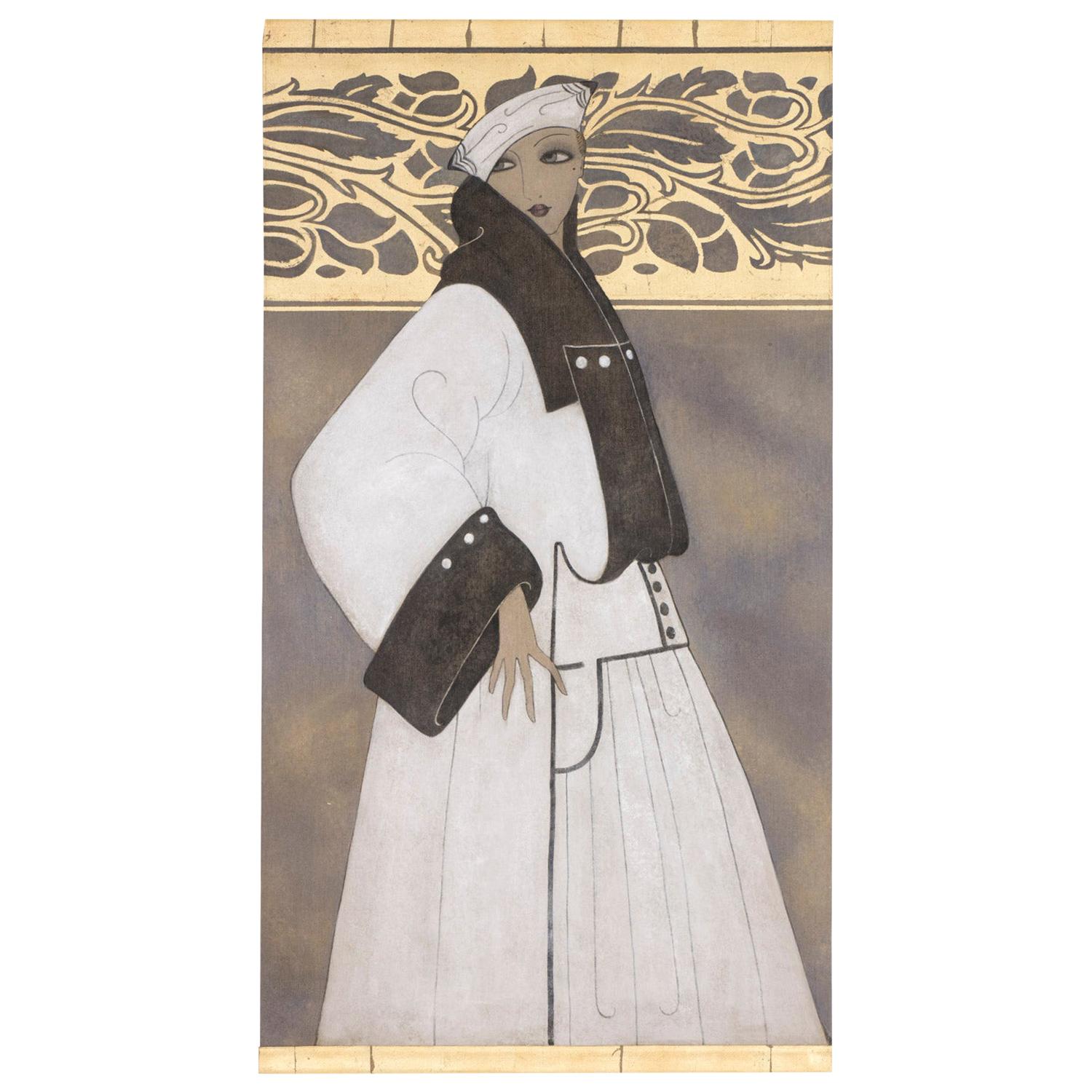 Lienzo Pintado, Mujer Art Decó, Obra Contemporánea