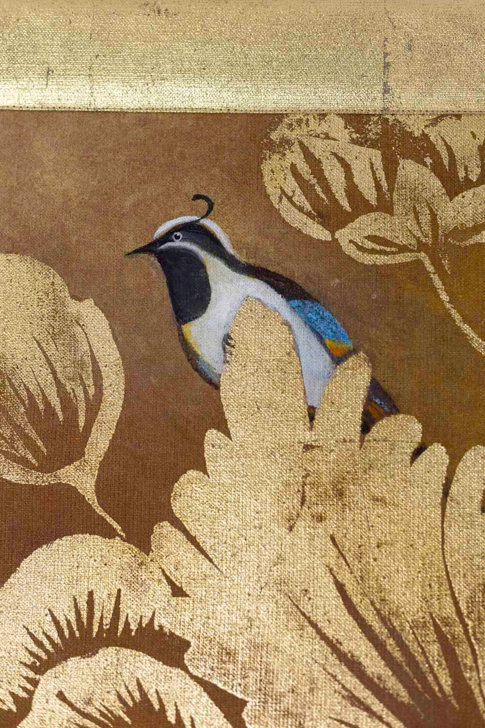 Painted Canvas, Birds and Foliage, Contemporary Work For Sale 1