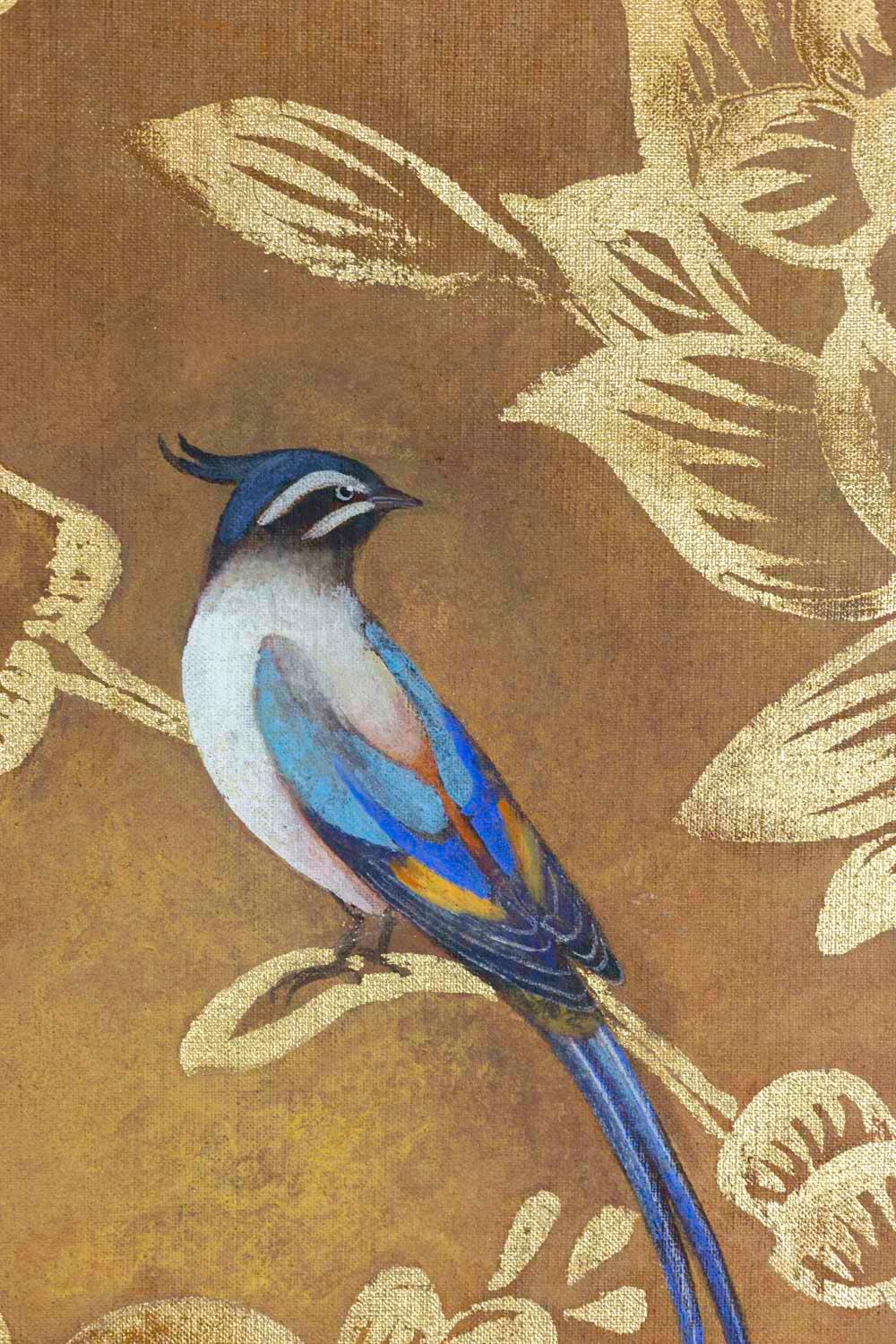 Painted Canvas, Birds and Foliage, Contemporary Work For Sale 2