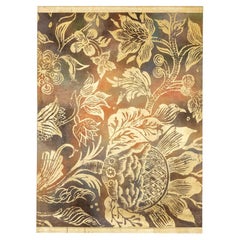 Painted Canvas Decorated with Golden Flowers, Contemporary Work