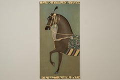 Painted canvas depicting a brown Indian horse in profile. Contemporary.