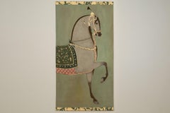 Painted canvas depicting a light-colored Indian horse in profile. Contemporary.