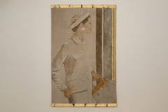 Painted canvas depicting a woman from the 1950s. Contemporary work.