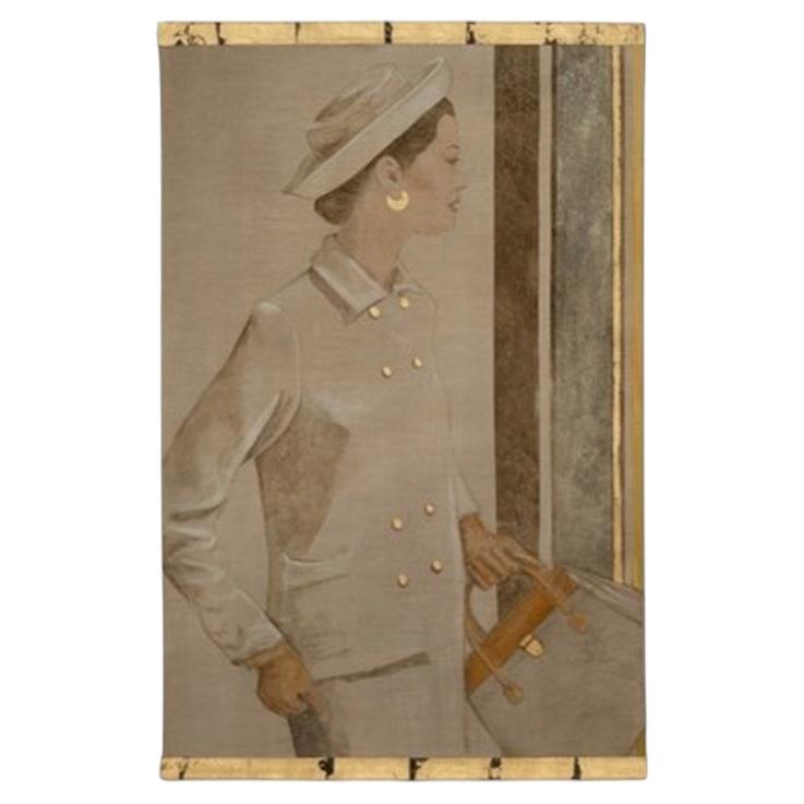 Painted canvas depicting a woman from the 1950s. Contemporary work. For Sale