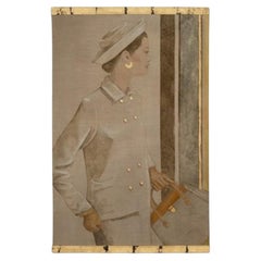 Painted canvas depicting a woman from the 1950s. Contemporary work.