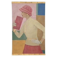 Painted canvas depicting a woman from the 1950s. Contemporary work.