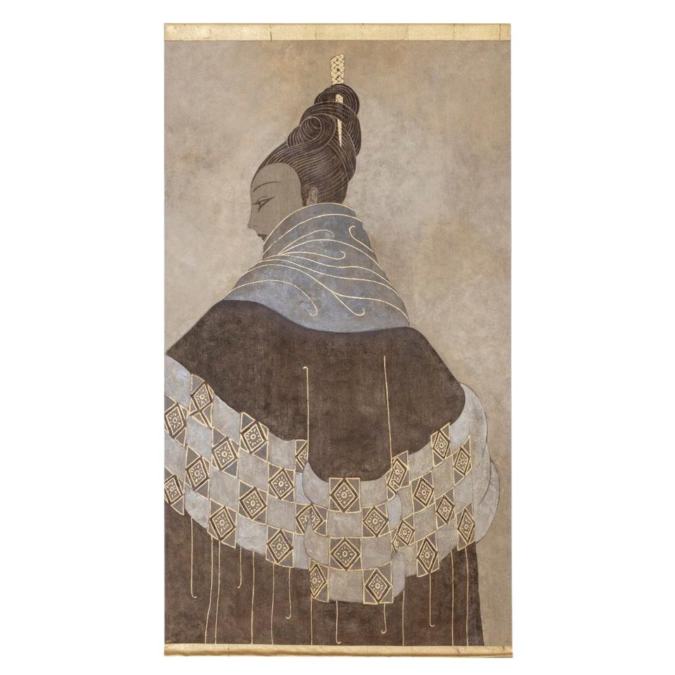 Lienzo pintado que representa una obra elegante y contemporánea