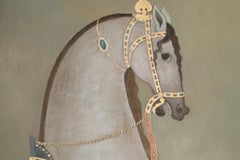 Painted canvas depicting an Indian horse in profile. Contemporary work.