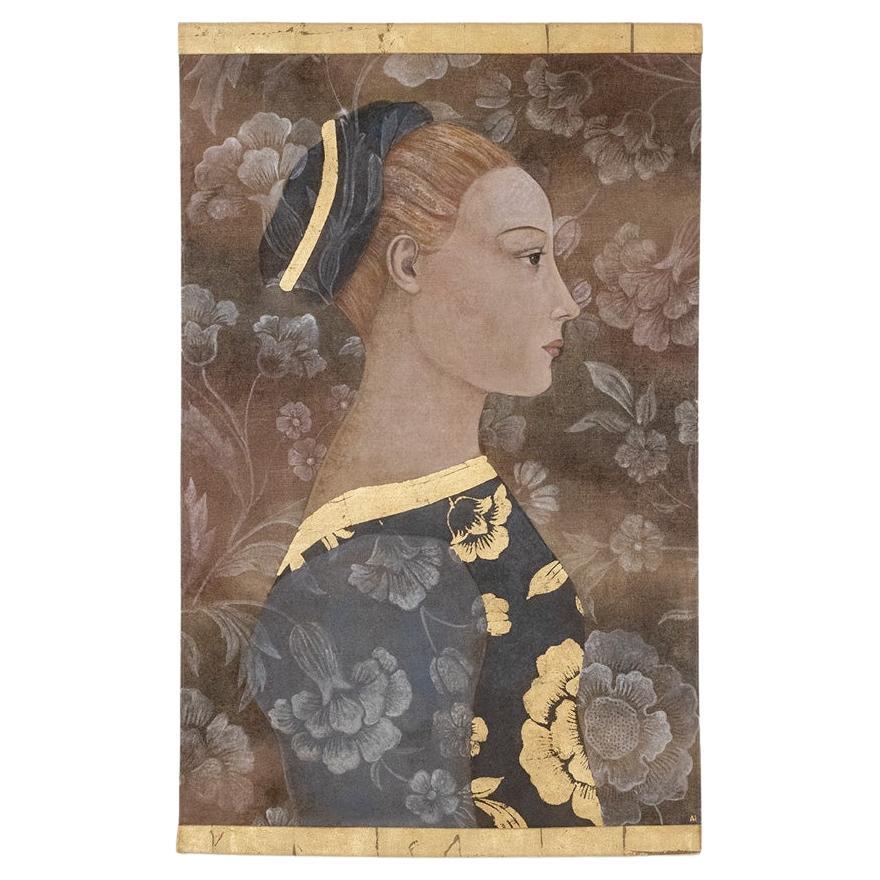 Bemalte Leinwand, die ein italienisches Porträt im Renaissance-Stil darstellt.