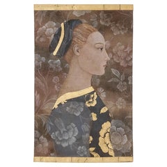 Tela dipinta che raffigura un ritratto in stile rinascimentale italiano.