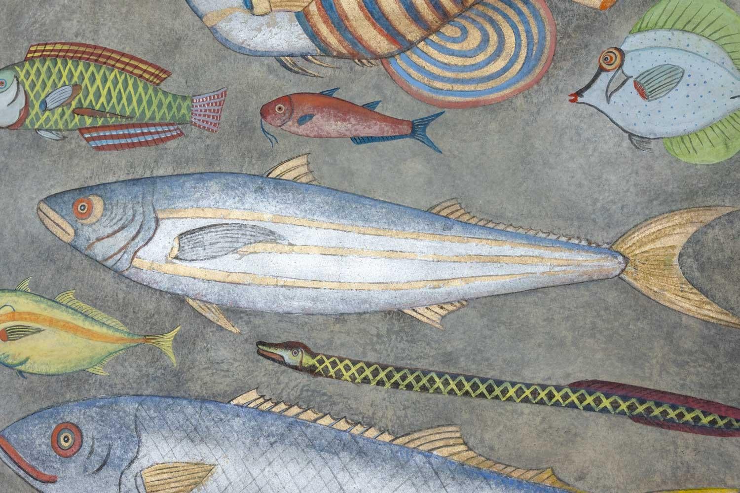 20th Century Painted canvas depicting fish. Contemporary work. For Sale