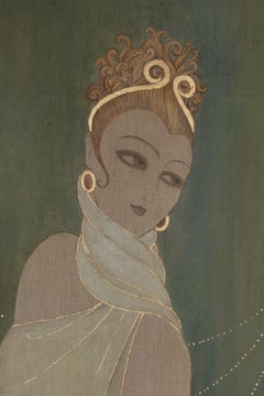 Painted Canvas, Elegant in Art Deco Style, Contemporary Work