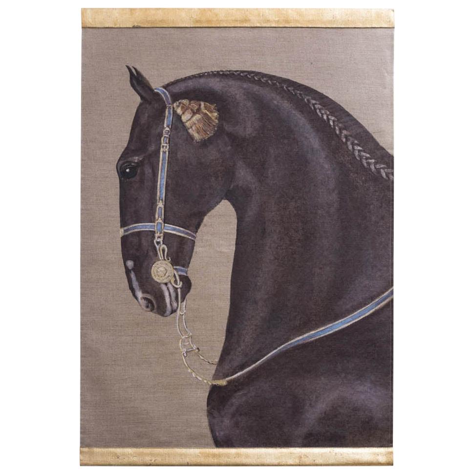 Painted Canvas Figuring a Black Horse, Contemporary Work