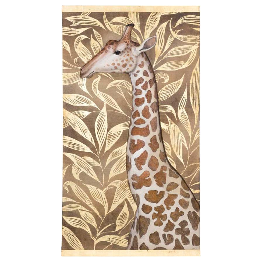 Painted Canvas Figuring a Giraffe, Contemporary Work For Sale