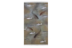 Gemalte Leinwand mit Fischfiguren, Zeitgenössisches Werk