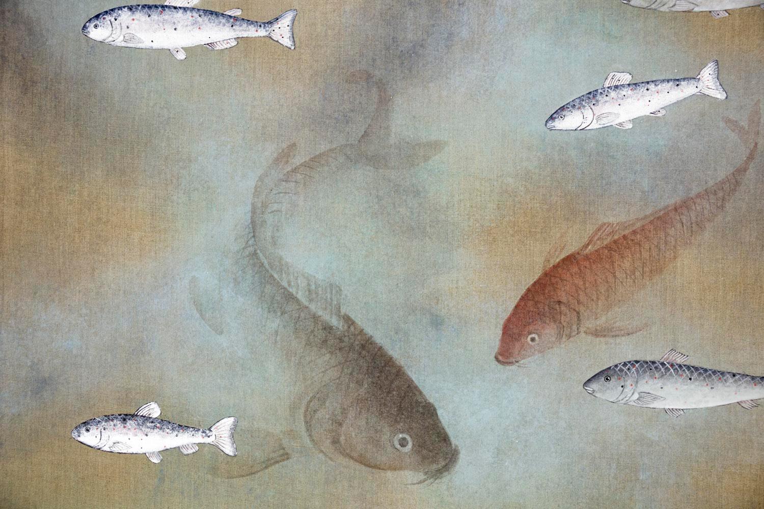 Painted Canvas Figuring Fishes, Contemporary Work For Sale 2