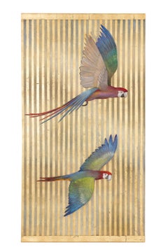 Painted Canvas Figuring Parrots, Contemporary Work