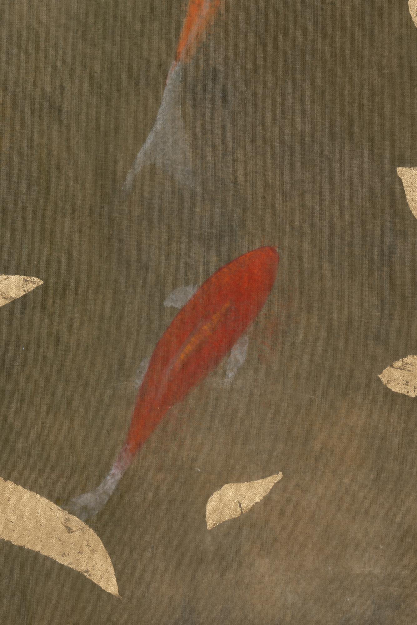 Lienzo Pintado, Carpa Koi, Obra Contemporánea en Excelente estado para la venta en Saint-Ouen, FR