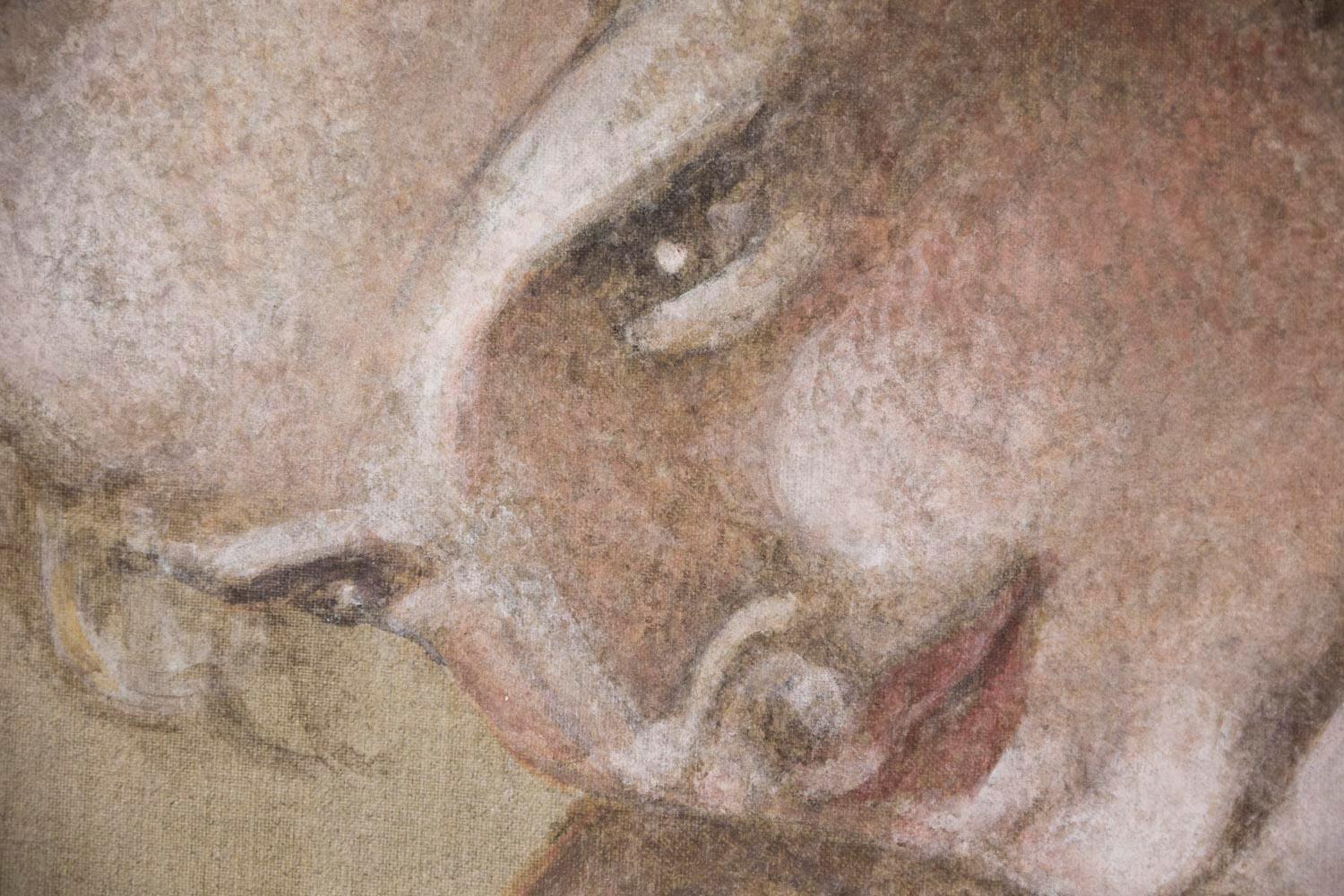 Toile peinte, Homme dans le style de Michel-Ange, œuvre contemporaine Bon état - En vente à Saint-Ouen, FR