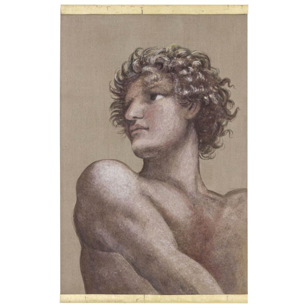 Gemalte Leinwand:: Mann im Michelangelo-Stil:: Zeitgenössisches Werk im Angebot