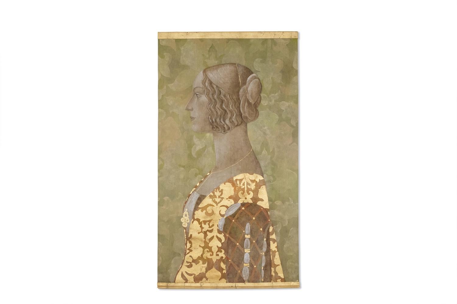 Canvas Painted canvas of a lady in Renaissance style. Contemporary work. For Sale