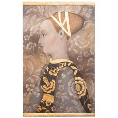 Peinture sur toile d'un portrait de femme de style Renaissance, œuvre contemporaine