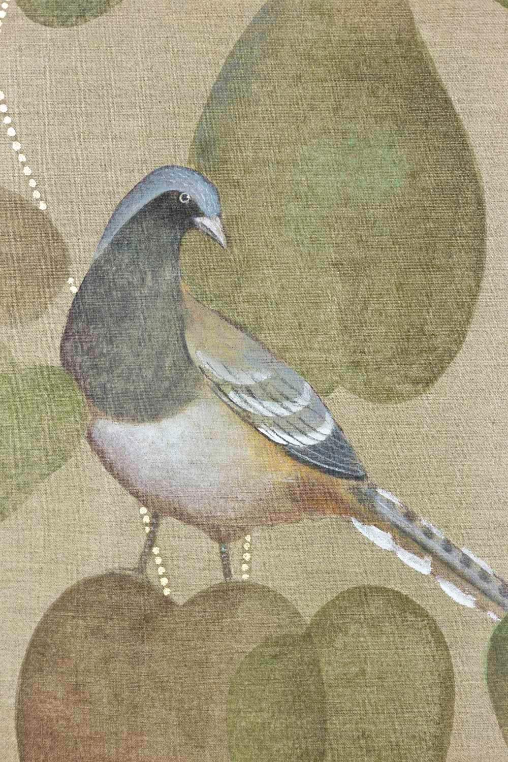 Gilt Painted Canvas, Pheasants and Squirrel, Contemporary Work