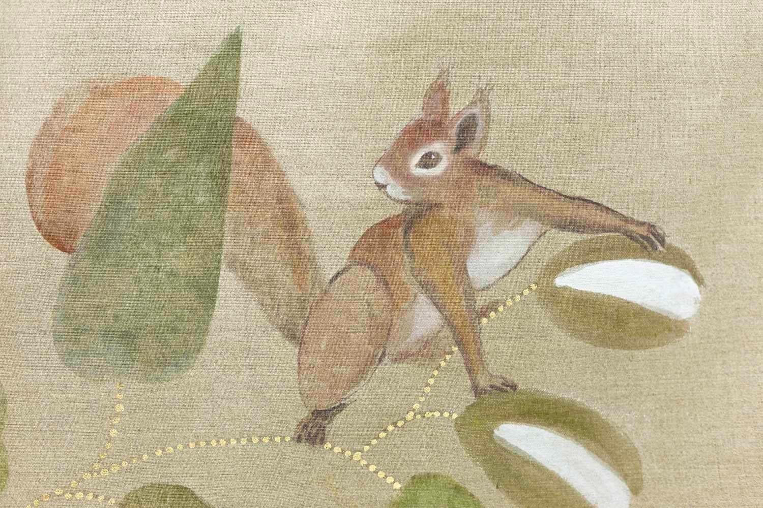 Painted Canvas, Pheasants and Squirrel, Contemporary Work 2