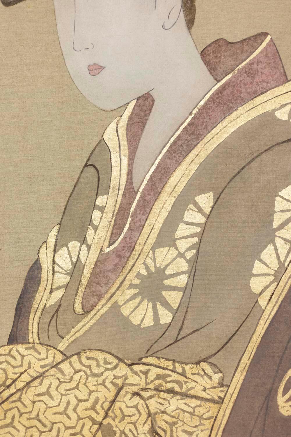 Bemalte Leinwand, Gemälde einer Geisha, zeitgenössisches Werk im Zustand „Hervorragend“ im Angebot in Saint-Ouen, FR