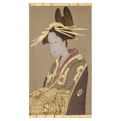 Painted Canvas Representing a Geisha, Contemporary Work