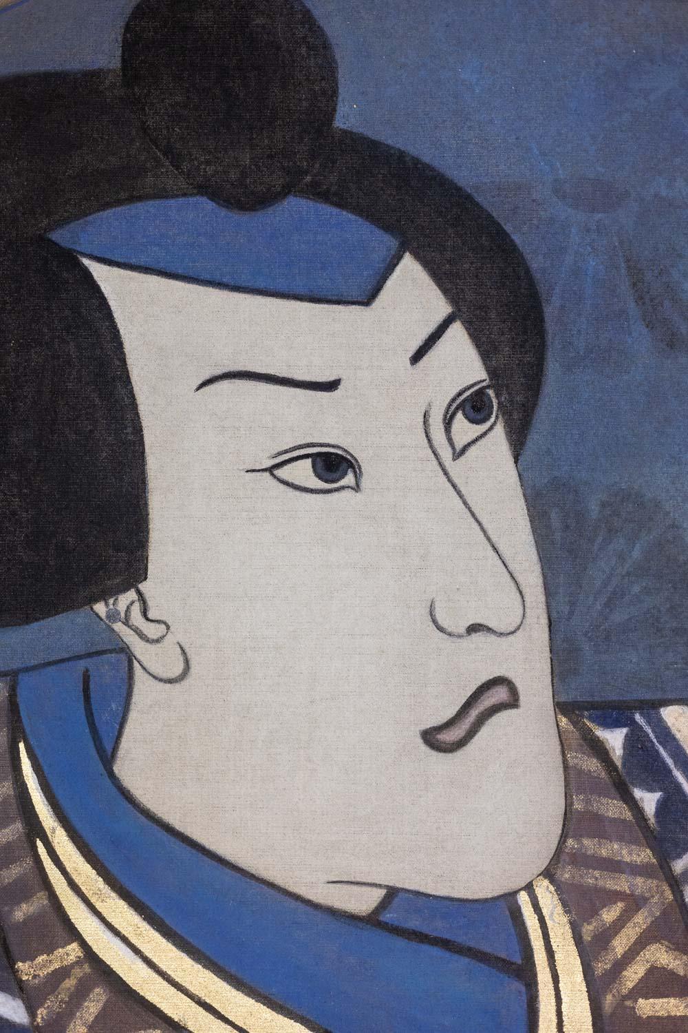 Painted canvas, or decorative panel, representing a Japanese samurai on a stylized geometric background.

French contemporary work of artists.

Dimensions: H 160 x W 100 cm

Reference: LS6341678U

Raw linen canvas hand painted with natural pigments