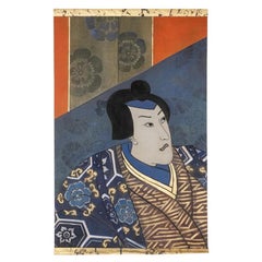 Painted canvas representing a Japanese samurai. Contemporary.