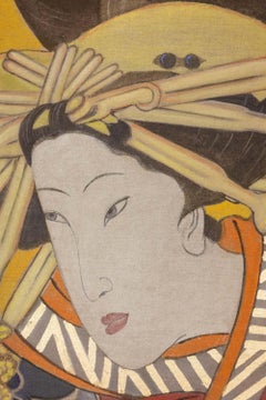 Painted canvas representing a Japanese woman. Contemporary work.