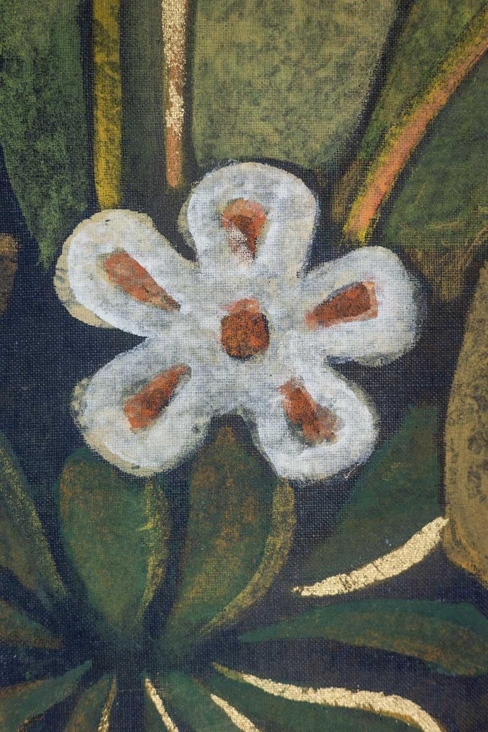 Painted canvas representing a marmoset on a floral background. Contemporary. In Excellent Condition For Sale In Saint-Ouen, FR