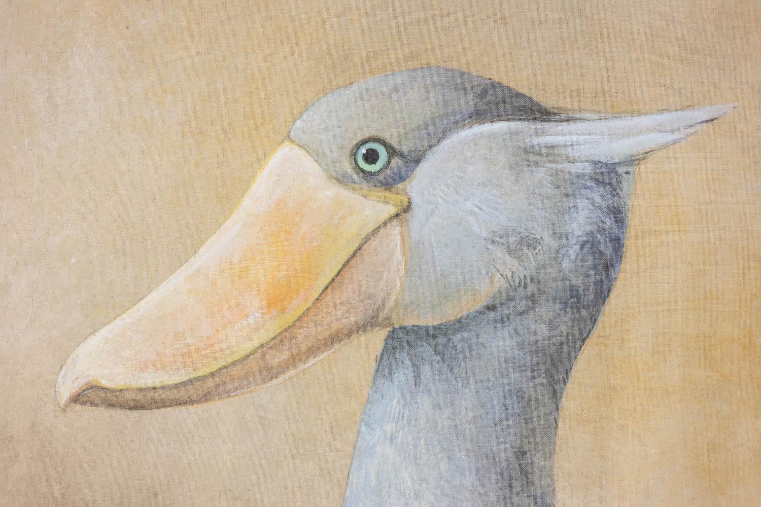 Gemalte Leinwand oder dekorative Tafel, die einen Vogel, genauer gesagt einen Nilschnabel, auf einem goldfarbenen Hintergrund darstellt.

Zeitgenössische französische Werke von Künstlern.

Abmessungen: H 190 x B 100 cm

Referenz: