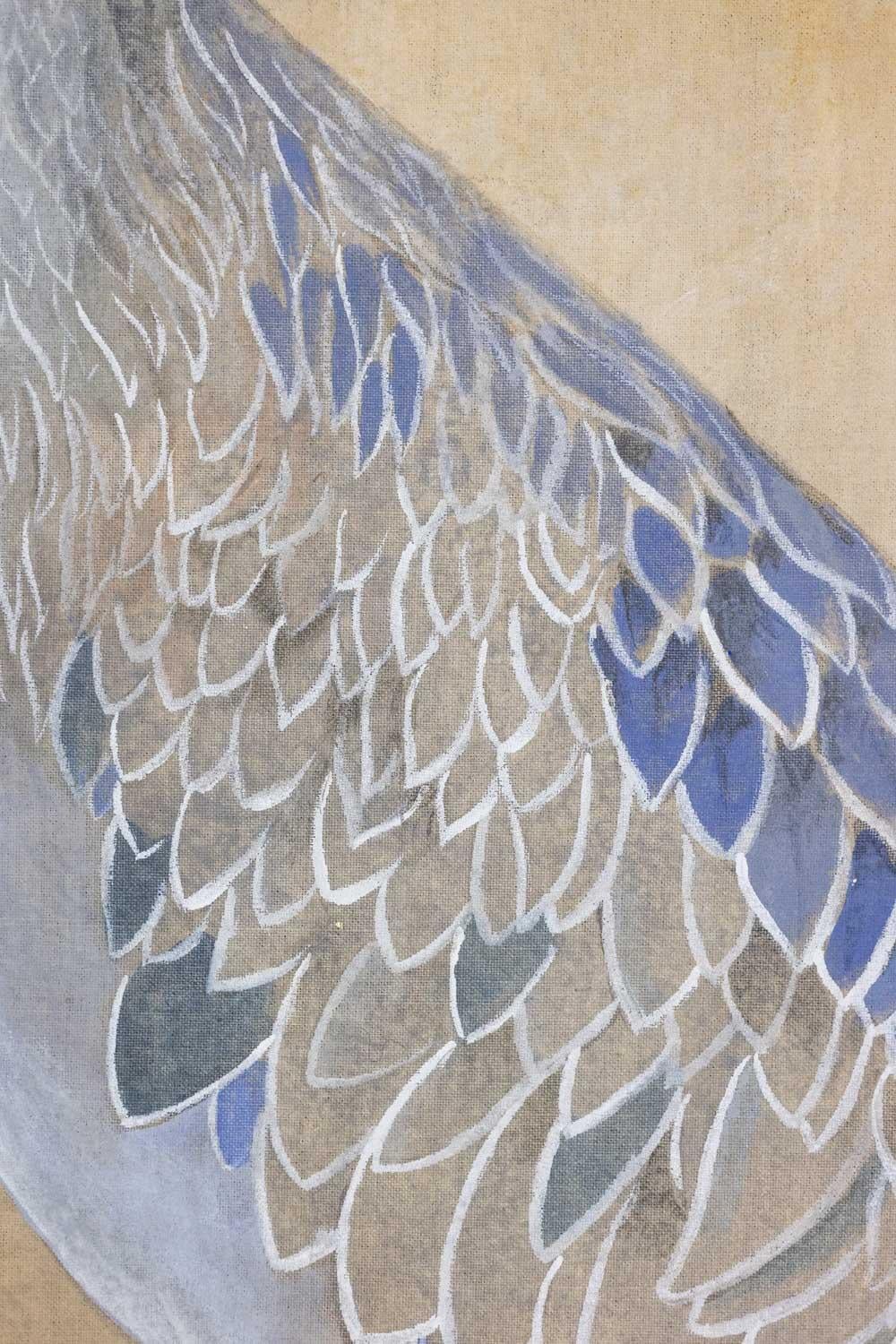 Bemalte Leinwand, die einen Nile- Shoebill darstellt. Zeitgenössisch. (Französisch) im Angebot