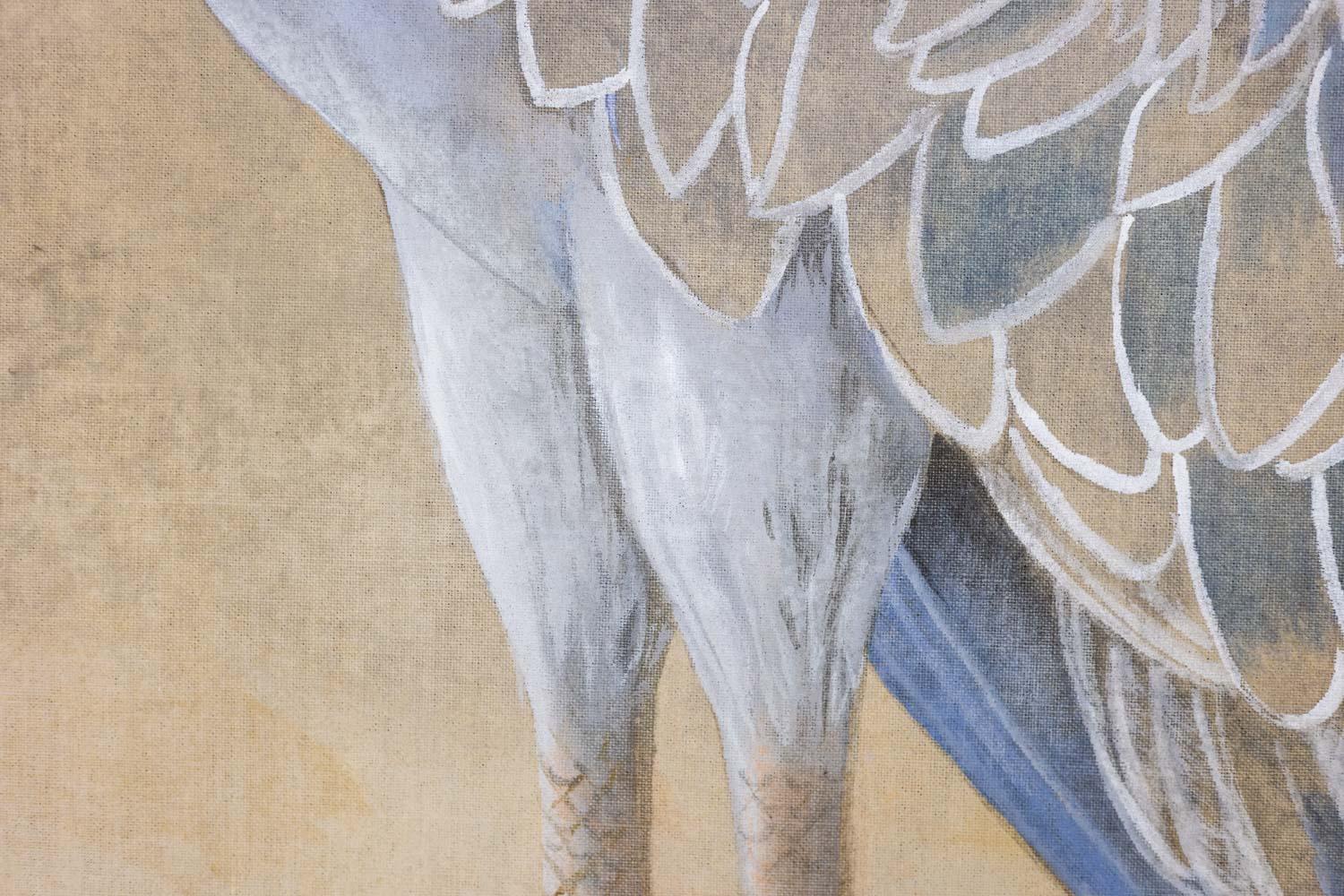 Bemalte Leinwand, die einen Nile- Shoebill darstellt. Zeitgenössisch. im Angebot 2