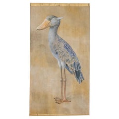 Painted canvas representing a Nile shoebill. Contemporary.