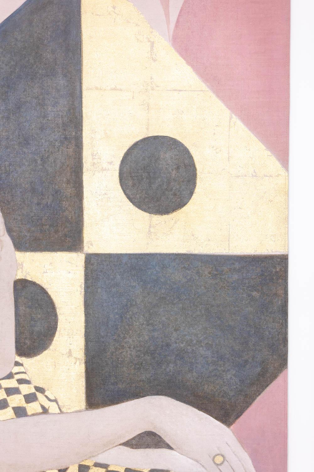 Painted canvas representing an elegant 1950s style. Contemporary. In Excellent Condition For Sale In Saint-Ouen, FR