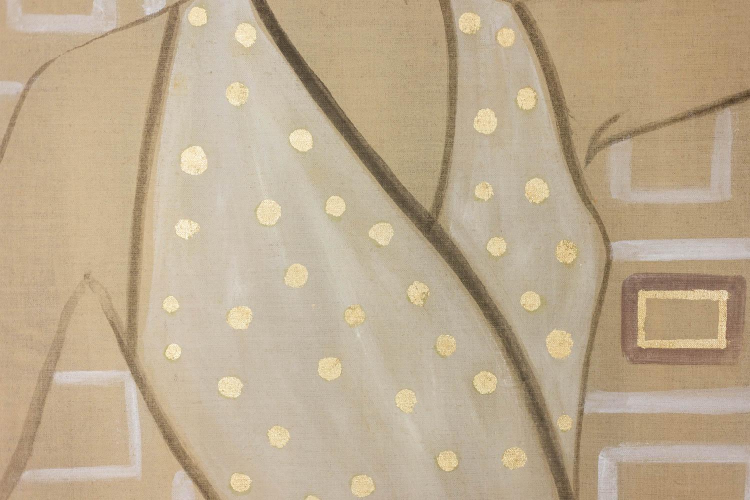 Painted canvas representing an elegant woman from the 1950s. Contemporary. In Excellent Condition For Sale In Saint-Ouen, FR