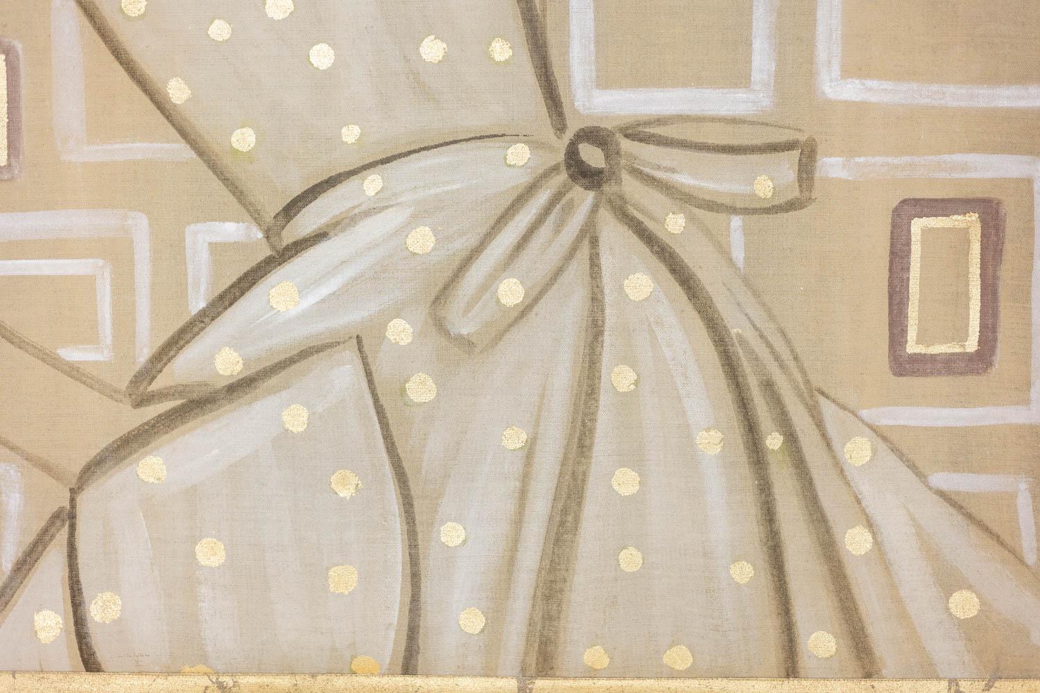 20th Century Painted canvas representing an elegant woman from the 1950s. Contemporary. For Sale